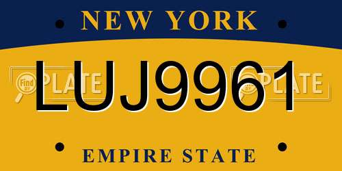LUJ9961 New York License Plate