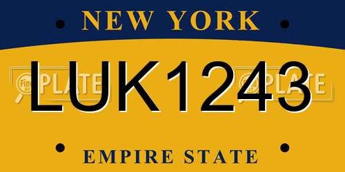 LUK1243 New York License Plate