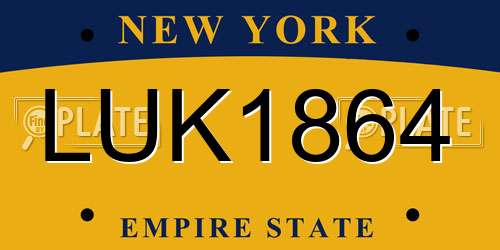 LUK1864 New York License Plate