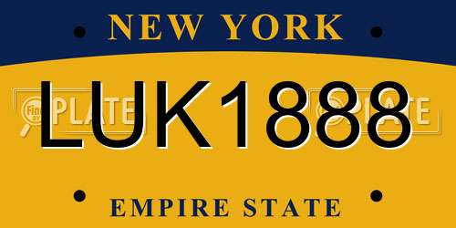 LUK1888 New York License Plate