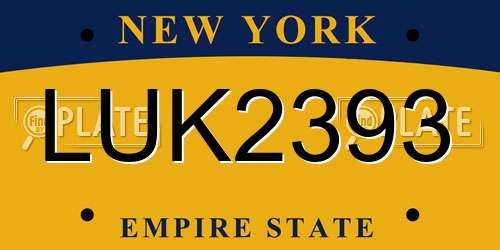 LUK2393 New York License Plate