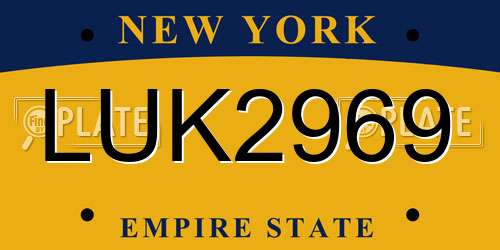 LUK2969 New York License Plate