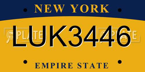 LUK3446 New York License Plate