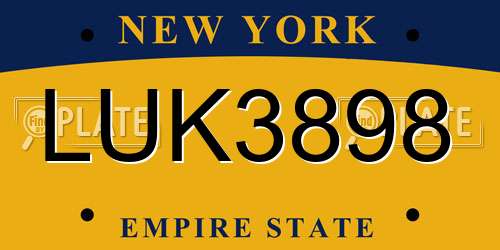 LUK3898 New York License Plate