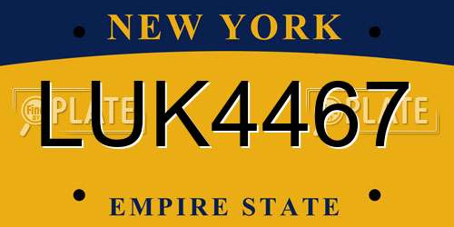 LUK4467 New York License Plate