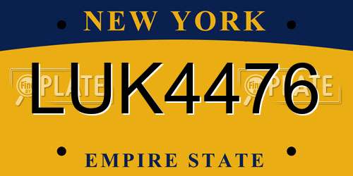LUK4476 New York License Plate