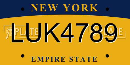 LUK4789 New York License Plate