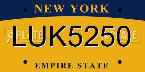 LUK5250 New York License Plate