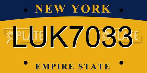 LUK7033 New York License Plate