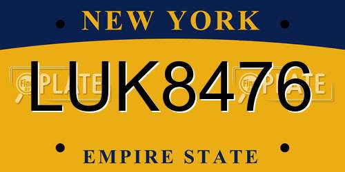 LUK8476 New York License Plate