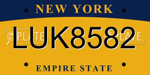 LUK8582 New York License Plate