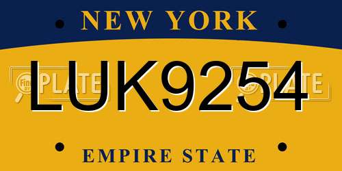LUK9254 New York License Plate
