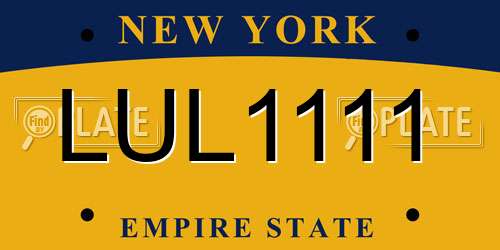 LUL1111 New York License Plate