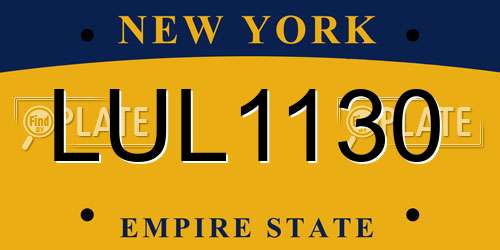 LUL1130 New York License Plate