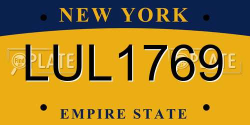 LUL1769 New York License Plate