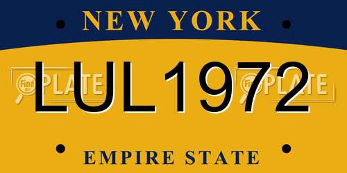 LUL1972 New York License Plate