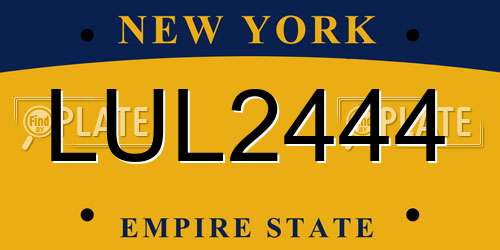 LUL2444 New York License Plate