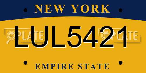 LUL5421 New York License Plate