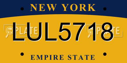 LUL5718 New York License Plate