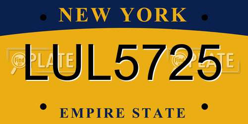 LUL5725 New York License Plate