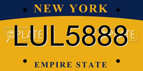 LUL5888 New York License Plate