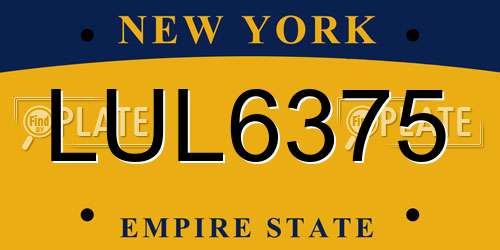 LUL6375 New York License Plate