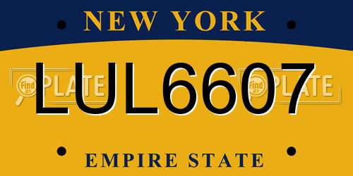 LUL6607 New York License Plate