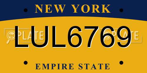 LUL6769 New York License Plate