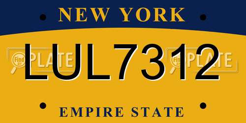 LUL7312 New York License Plate