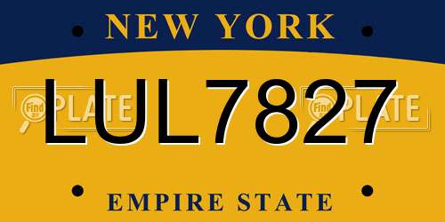 LUL7827 New York License Plate