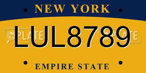 LUL8789 New York License Plate
