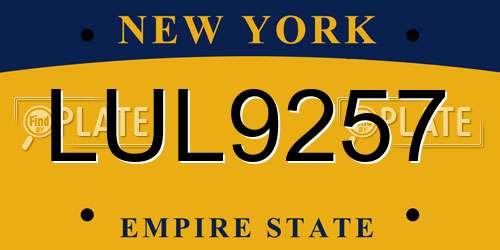 LUL9257 New York License Plate