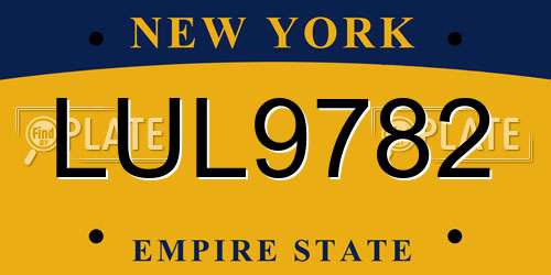 LUL9782 New York License Plate