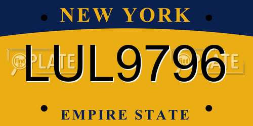 LUL9796 New York License Plate