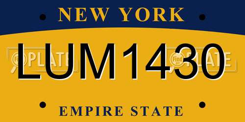 LUM1430 New York License Plate