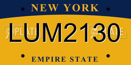 LUM2130 New York License Plate
