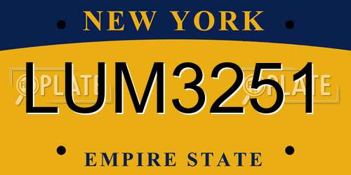 LUM3251 New York License Plate