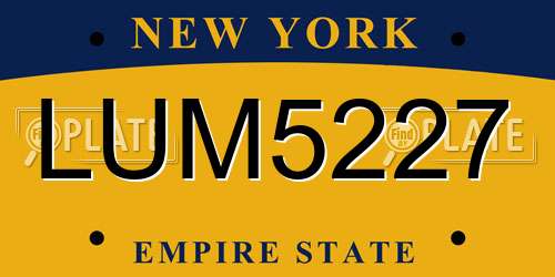 LUM5227 New York License Plate