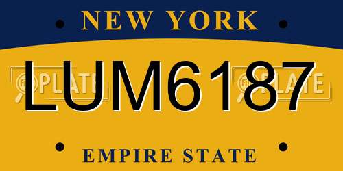LUM6187 New York License Plate