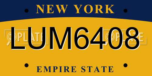 LUM6408 New York License Plate