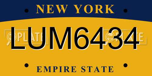 LUM6434 New York License Plate
