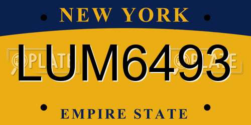 LUM6493 New York License Plate