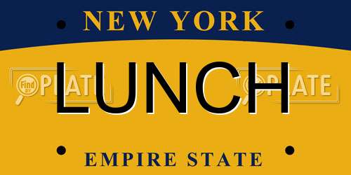 LUNCH New York License Plate