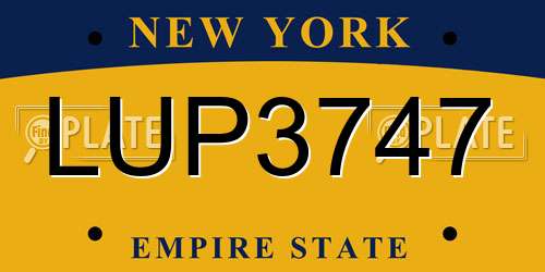 LUP3747 New York License Plate