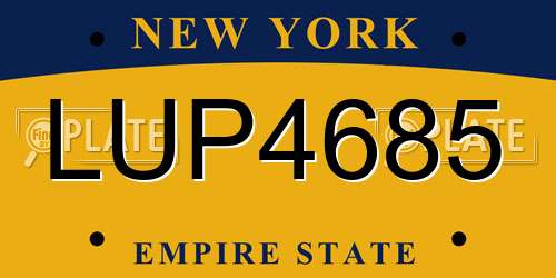 LUP4685 New York License Plate