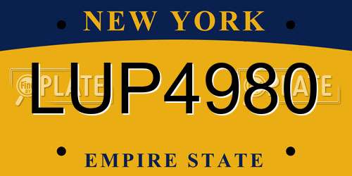 LUP4980 New York License Plate