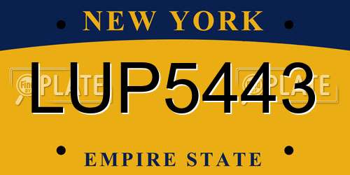 LUP5443 New York License Plate