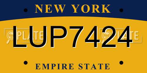 LUP7424 New York License Plate