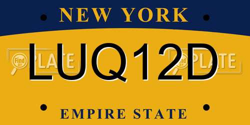 LUQ12D New York License Plate