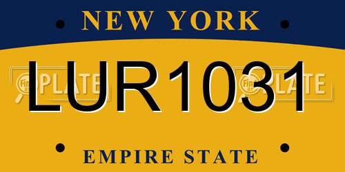 LUR1031 New York License Plate
